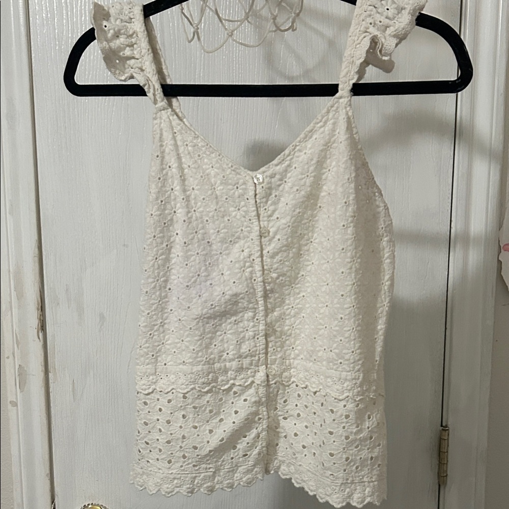 White Eyelet Lace Women's Top